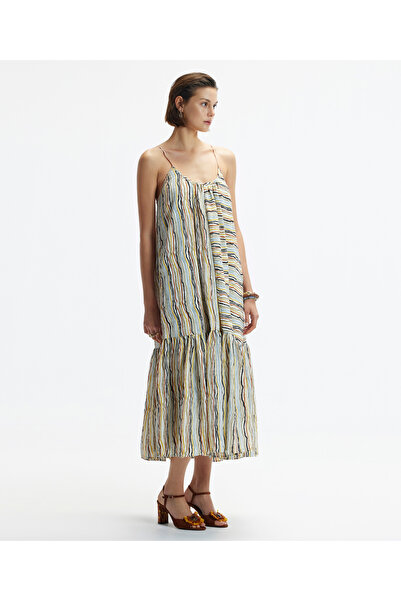 Yargıcı Askılı Arkası Bağlama Detaylı Uzun Elbise