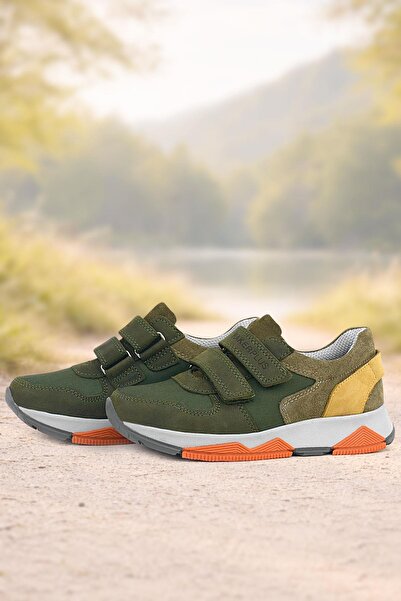 Rakerplus Genuine Leather Green Kids Velcro Sneakers Sports Shoes