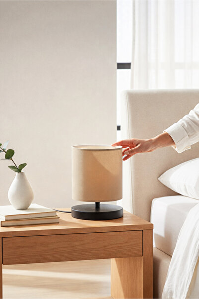 HOMİNG Design Abajur Mini Boy Kumaş Sütlü Kahve