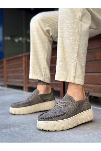 BOA BA0676 Pantofi de vară pentru bărbați cu talpă înaltă din in maro BOA