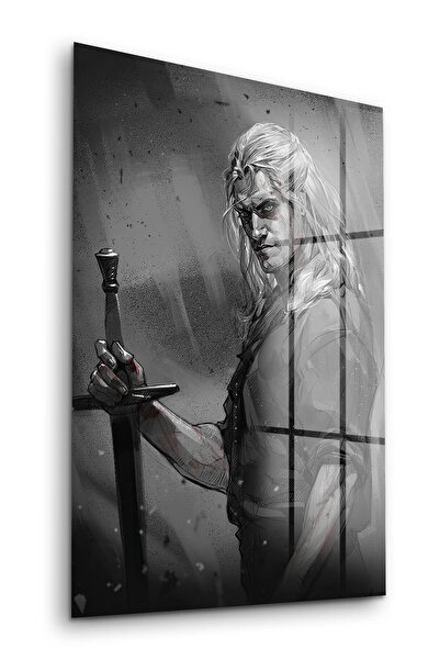 Decovetro Stakleni sto The Witcher crno-belo