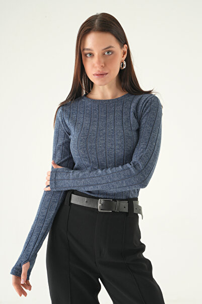 Rays بلوزة إنديجو بياقة دائرية 8268A