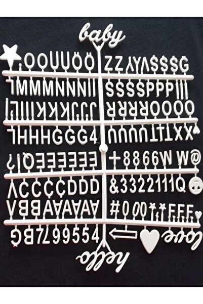 fikirstore Mesaj Panosu Için Yedek Beyaz Renk Harf Seti Emojili Simgeli Ve Noktalı Harfler