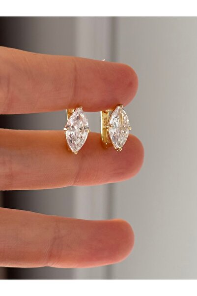 emy by emel luxury silver jewelry Altın Kaplama Markiz Küpe 925 Ayar Gümüş