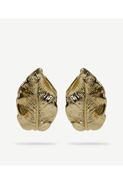 Yargıcı Yaprak Formlu Gold Küpe