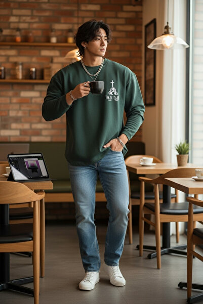 Erkek Bisiklet Yaka Basic T-shirt Geniş Omuz