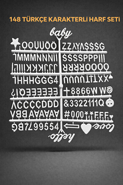 fikirstore Mesaj Panosu Için Yedek Beyaz Renk Harf Seti Emojili Simgeli Ve No...