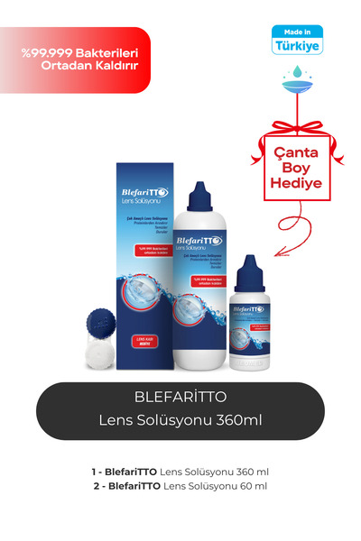 BLEFARİTTO 360 ml Lens Solüsyonu + 60 ml Çanta Boy Hediye SKT: 10/2028