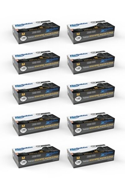 egeayazambalaj Siyah Nitril Eldiven 100'lü Paket 10 Adet M Beden ( Gıdaya Uyg...