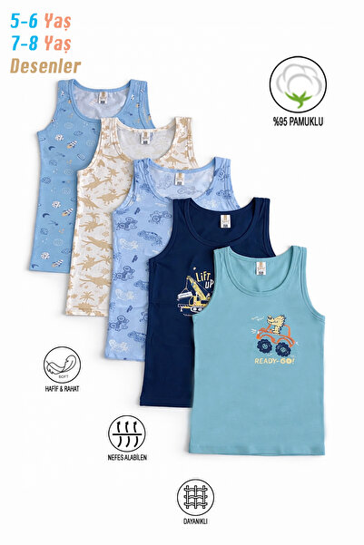 ÖZKAN underwear Özkan 31800 5 Pack Boys' Mixed Color Patterned Cotton Soft Co...