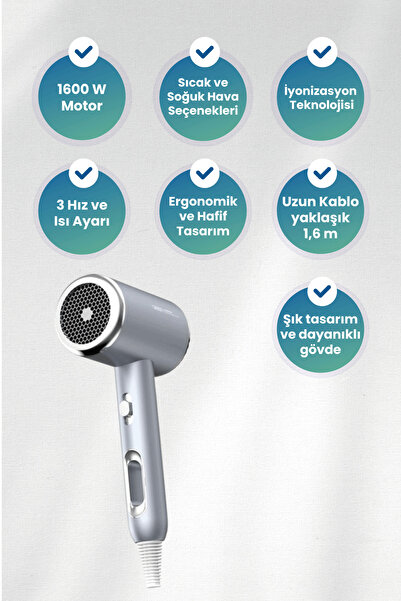 Xo مجفف شعر CF2 1600 واط - مزود بتقنية الأيونات السالبة المضادة للتجعد