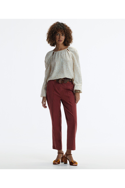 Yargıcı Uzun Kollu Bisiklet Yaka Grogren Detaylı Bluz