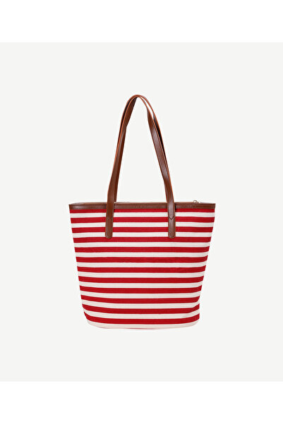 Yargıcı Çizgili Canvas Omuz Çantası