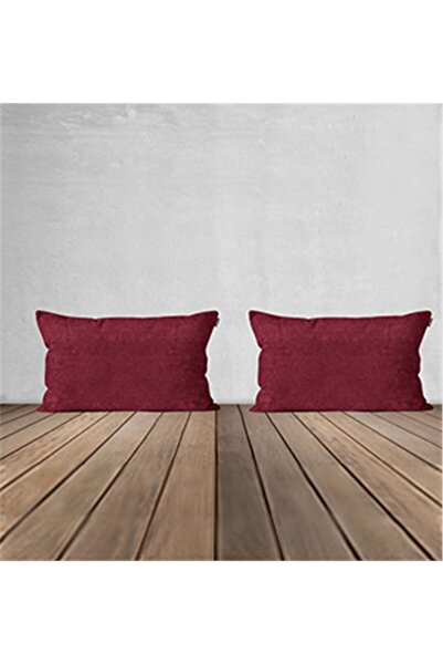 GOCCIA HOME 2'li Kadife Dokulu Kırlent Kılıfı Bordo