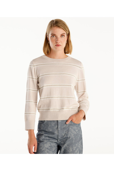 Yargıcı Glitter Striped Patterned Sweater with Crew Neck