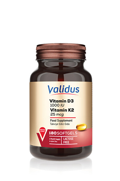 Validus فيتامين د3 فيتامين ك2 180 كبسولة هلامية (كابا براءة اختراع نشط)