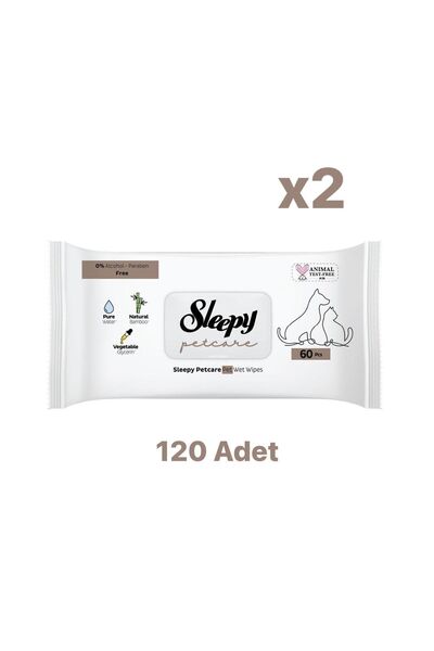 Sleepy Petcare Evcil Hayvan Islak Havlusu 60 Yaprak x2 Adet