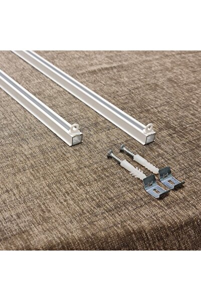 GARDINESTAN JUNG CFO GmbH Tek Kanallı Beyaz Alüminyum Ray (tekli Korniş)+meta...