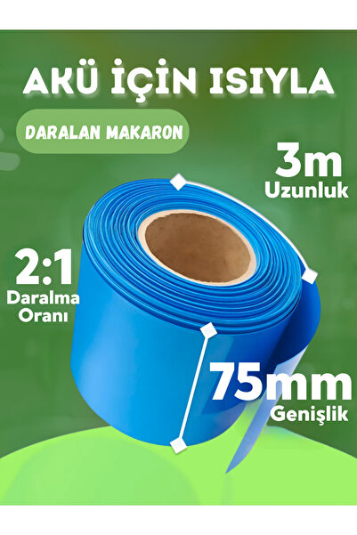 RoboPazar PVC Isı Büzüşmeli Makaron 75 mm – 3 Metre