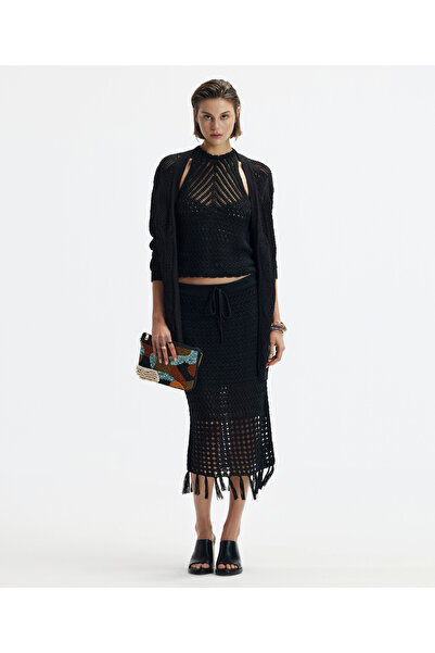 Yargıcı Tasseled Knee-Length Knitwear Skirt