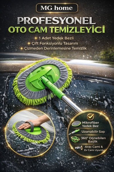 VENON YEDEK BEZLİ 🟢 Mikrofiber Çok Fonksiyonlu Teleskobik Sopalı Oto Araba Y...