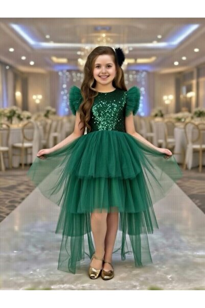 BİLGEN Style Rochie de seara pentru fete cu paiete, stratificata, pentru petr...