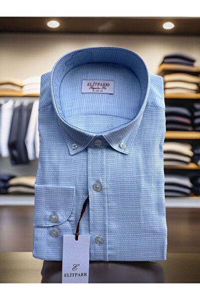 elitpark %100 Pamuk Açık Mavi Erkek Gömlek