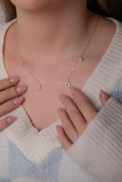 Kolyecik 14 Ayar Altın Kalp Şans Kolye