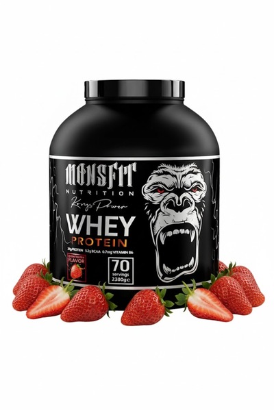 MONSFİT بروتين الفاكهة - 2.380 جم (70 علبة) يساعد على بناء العضلات (نكهة الفر...