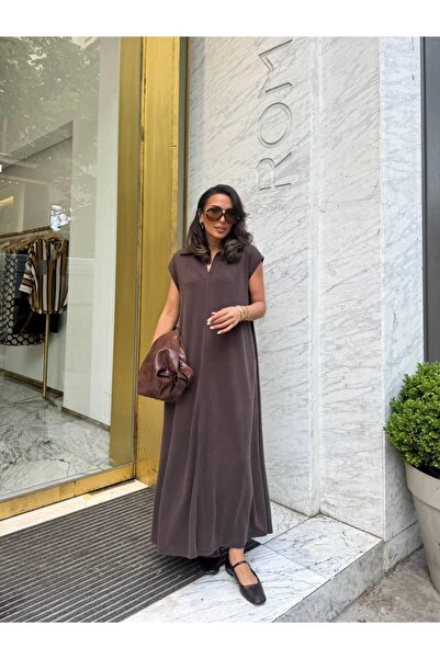 Ecenin Favorileri Rochie casual din bumbac cu guler polo