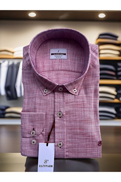 elitpark %100 Pamuk Koyu Pembe Erkek Gömlek