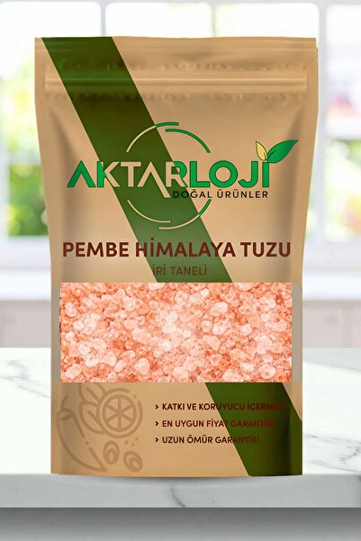 aktarloji 1 Kg İri Taneli Pembe Himalaya Kaya Tuzu / Kristal / Rafine Edilmem...