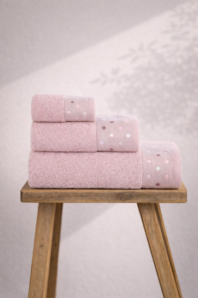 Ellia Soft 100% pamuk, 3-dijelni romantični set peškira sa točkicama, set za ...