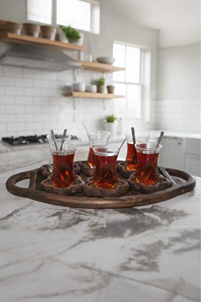Ahşap Teslim Dekoratif Ahşap Oval Tepsi | Doğal Ahşap Kahverengi Sunumluk Ceviz
