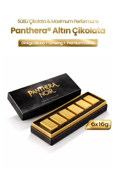 Panthera Noir Ginsengli Sütlü Premium Çikolata | Gizli Kargo | 6'lı Paket Mak...
