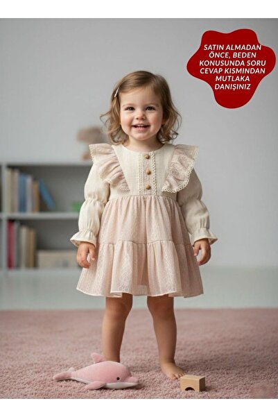 aysskids CASEY Rochie de fetiță pentru ocazii speciale, cu mânecă lungă și fu...