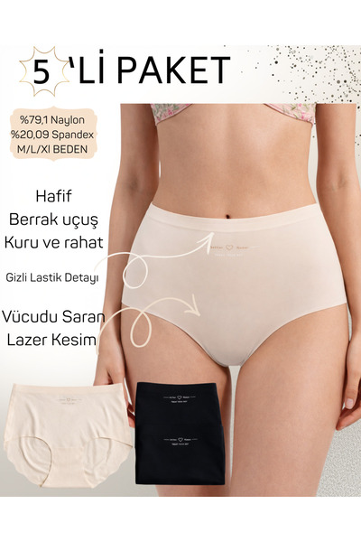 UN REAL Pachet de 6 chiloți cu talie înaltă, tăiați cu laser, care nu lasă ur...