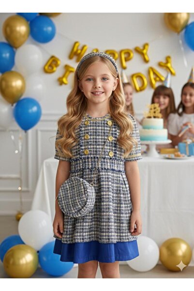 Hilal Akıncı Kids Κορίτσια Chanel υφασμάτινη φούστα με χρυσά κουμπιά με επένδ...