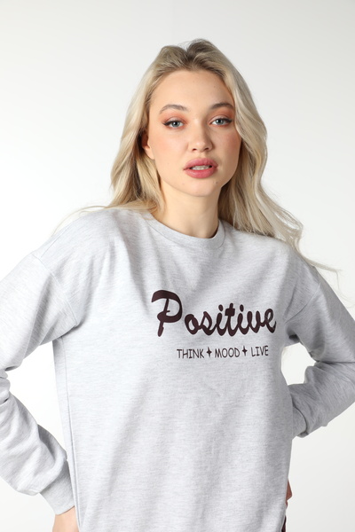 defys Kadın Baskılı Sweat Kar Melanj