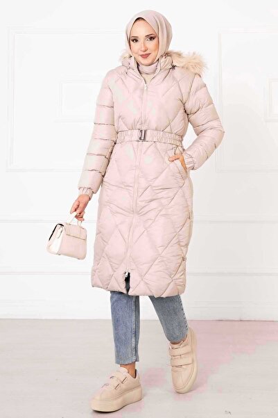 EBRUTESETTÜR Baklava Pattern Filling Coat Beige