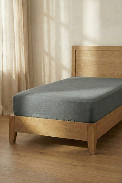 MOYA HOME ملاءة سرير مطاطية من القطن مفردة باللون الرمادي الداكن