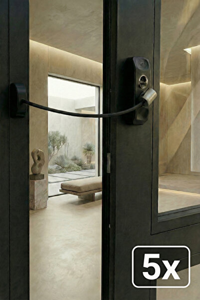 Evene Siyah Pencere Kilidi 5 Adet Halatlı Çocuk Güvenlik Emniyet Hırsız Pimap...