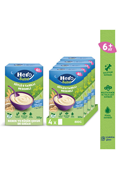 Hero Baby Sütlü 8 Tahıllı Rezeneli 200g x4