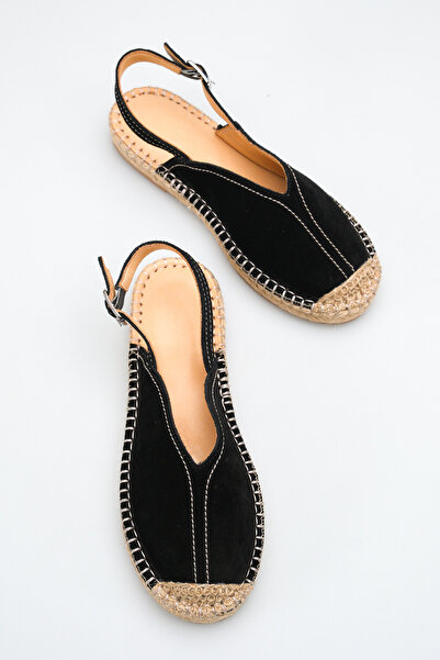 MARSEDO Sandale de damă din piele naturală Espadrille Sabo Daily Luana Negru