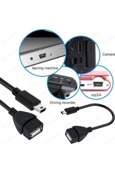 Derwell Mini Usb Otg Kablo 5 Pin Usb Çevirici Kablo Veri Kablosu Araba Ses Için Tablet Mp3 Mp4 Dönüştürücü