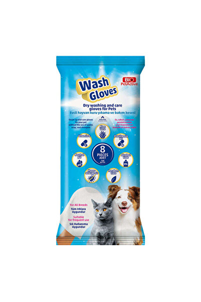 Bio Pet Active Pet Active Wash Gloves Kuru Yıkama Ve Bakım Kesesi 8 Adet