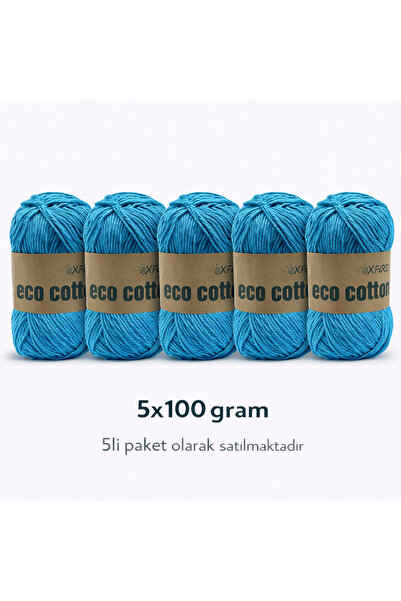 Oxford İplik 5'li Paket Eco Cotton - 100 gram 200 metre %100 Rejenere Pamuk Ö...