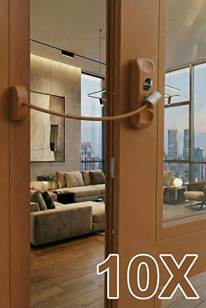 Evene Açık Kahve Pencere Kilidi 10 Adet Halatlı Çocuk Güvenlik Emniyet Hırsız...