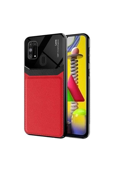 ZM STORE Samsung Galaxy M31 Kılıf Parlak Yüzey Deri Görünümlü Kapak
