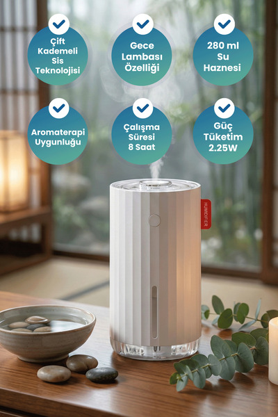 Xo Hava Nemlendirici 280 ml Şarjlı Ledli Buhar Makinesi Difüzör Hf02